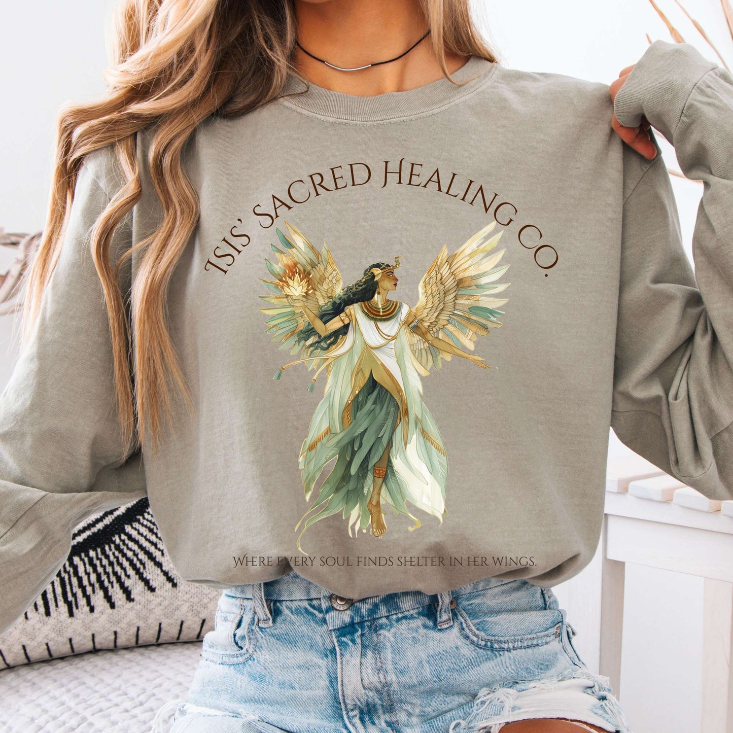 Long-sleeve Sandstone / S Isis' Sacred Healing Co Egyptian Mythology Long Sleeve The Mystic Eden