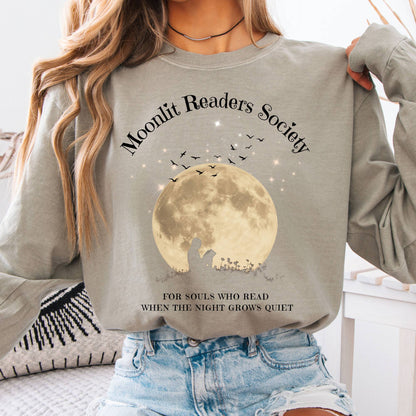 Long-sleeve Sandstone / S Moonlit Readers Society Long Sleeve Tee The Mystic Eden