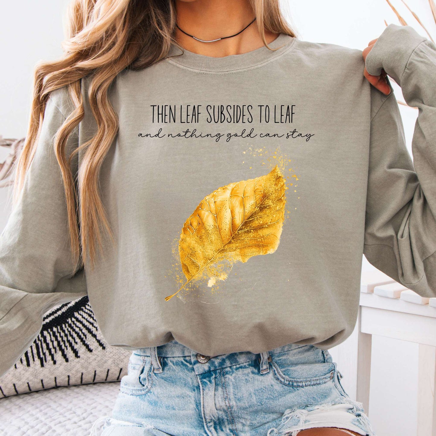 Long-sleeve Sandstone / S Nothing Gold Can Stay Robert Frost Long Sleeve Tee The Mystic Eden