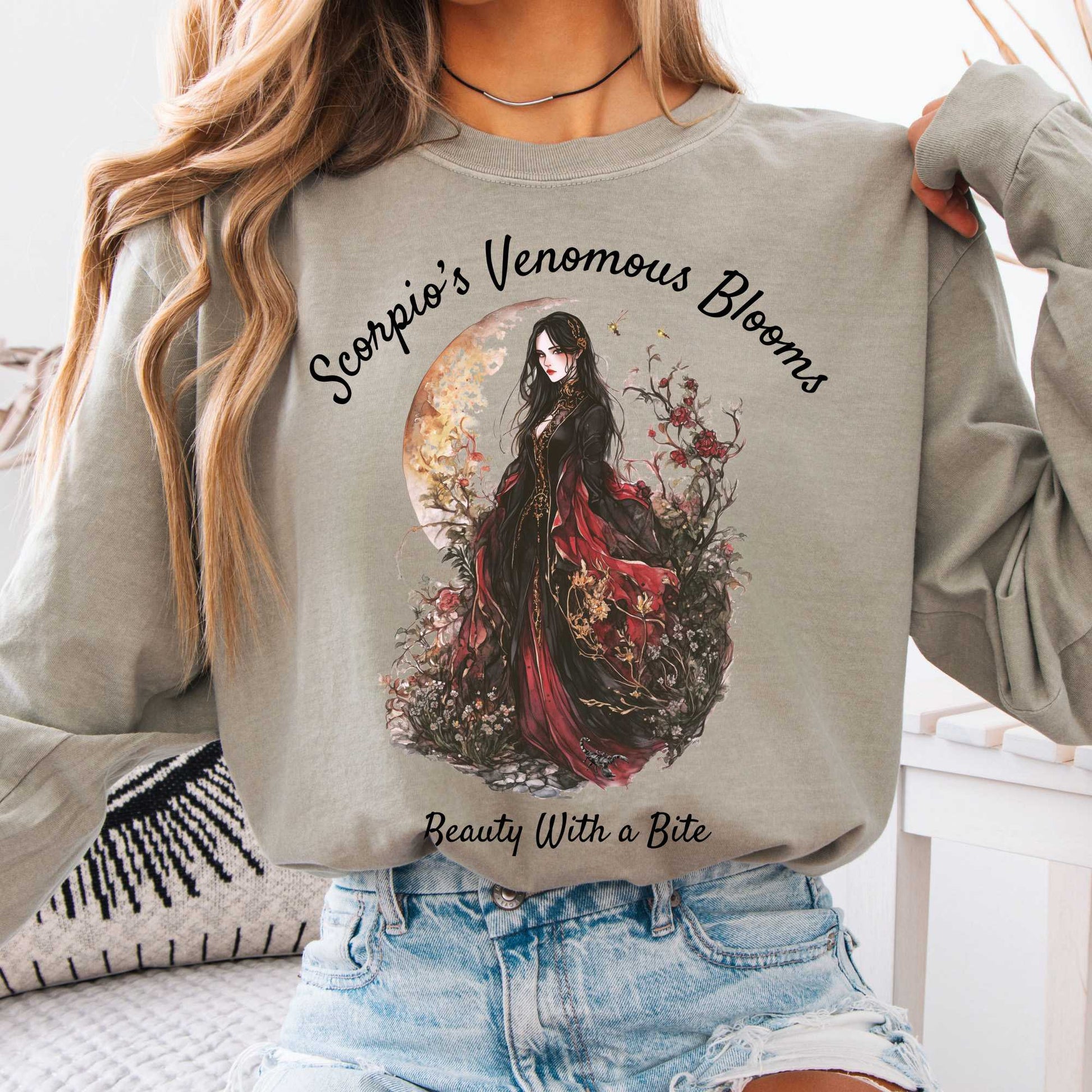 Long-sleeve Sandstone / S Scorpio's Venomous Blooms Long Sleeved Shirt The Mystic Eden