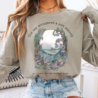 Long-sleeve Sandstone / S Sea Lullaby for the Waiting Moon Poetry Long Sleeve Tee The Mystic Eden