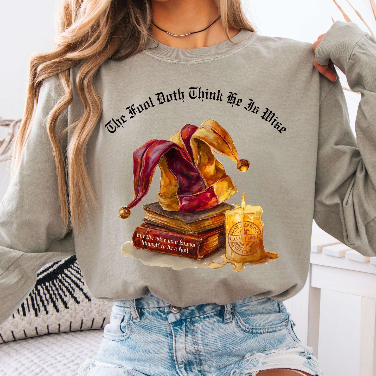 Long-sleeve Sandstone / S The Fool Doth Think He Is Wise Shakespeare Long Sleeve Tee The Mystic Eden