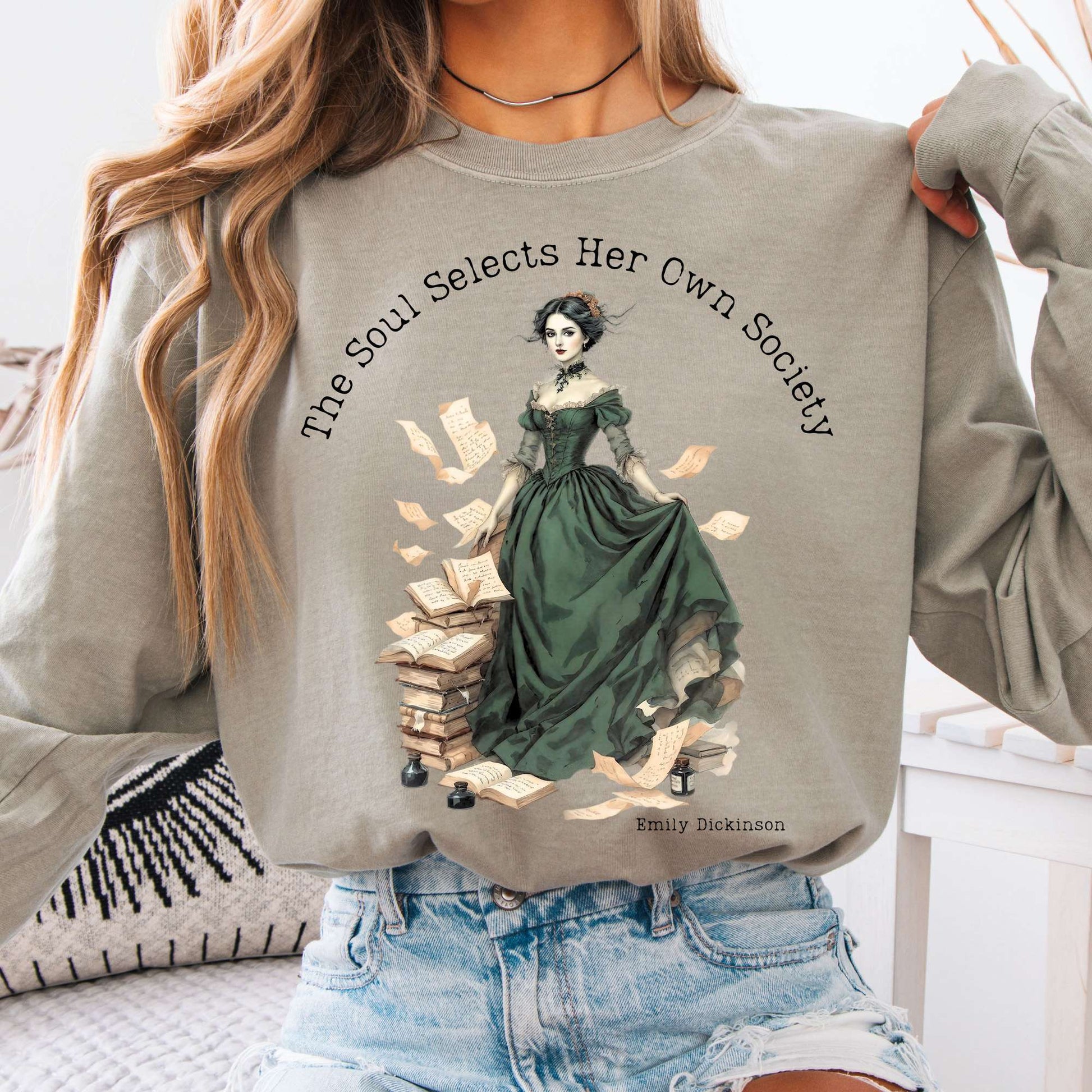 Long-sleeve Sandstone / S The Soul Selects Her Own Society Emily Dickinson Long Sleeve Tee The Mystic Eden