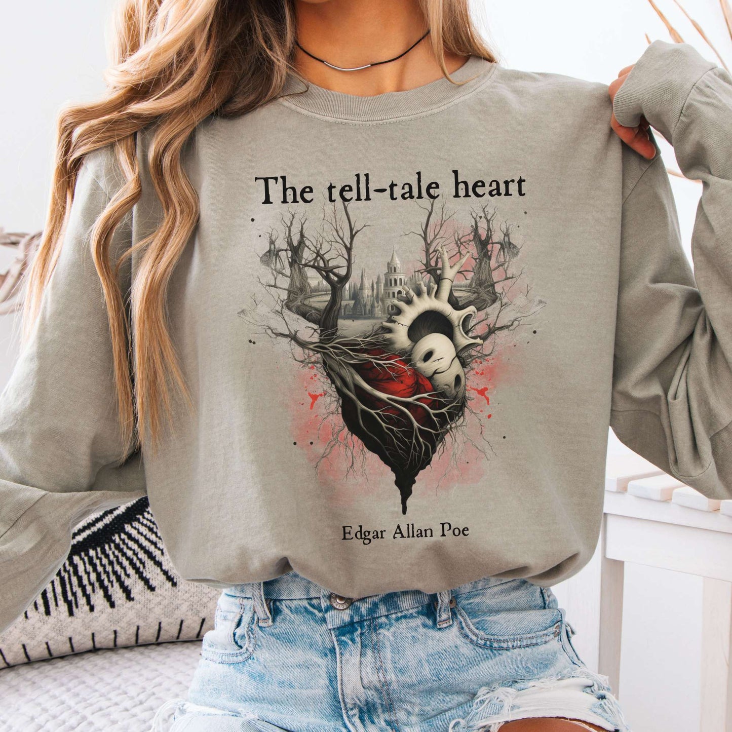 Long-sleeve Sandstone / S The Tell Tale Heart Edgar Allan Poe Long Sleeve Tee The Mystic Eden