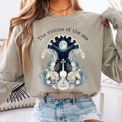 Long-sleeve Sandstone / S The Violins of the Sea Played Softly to the Moon Poetry Long Sleeve Tee The Mystic Eden