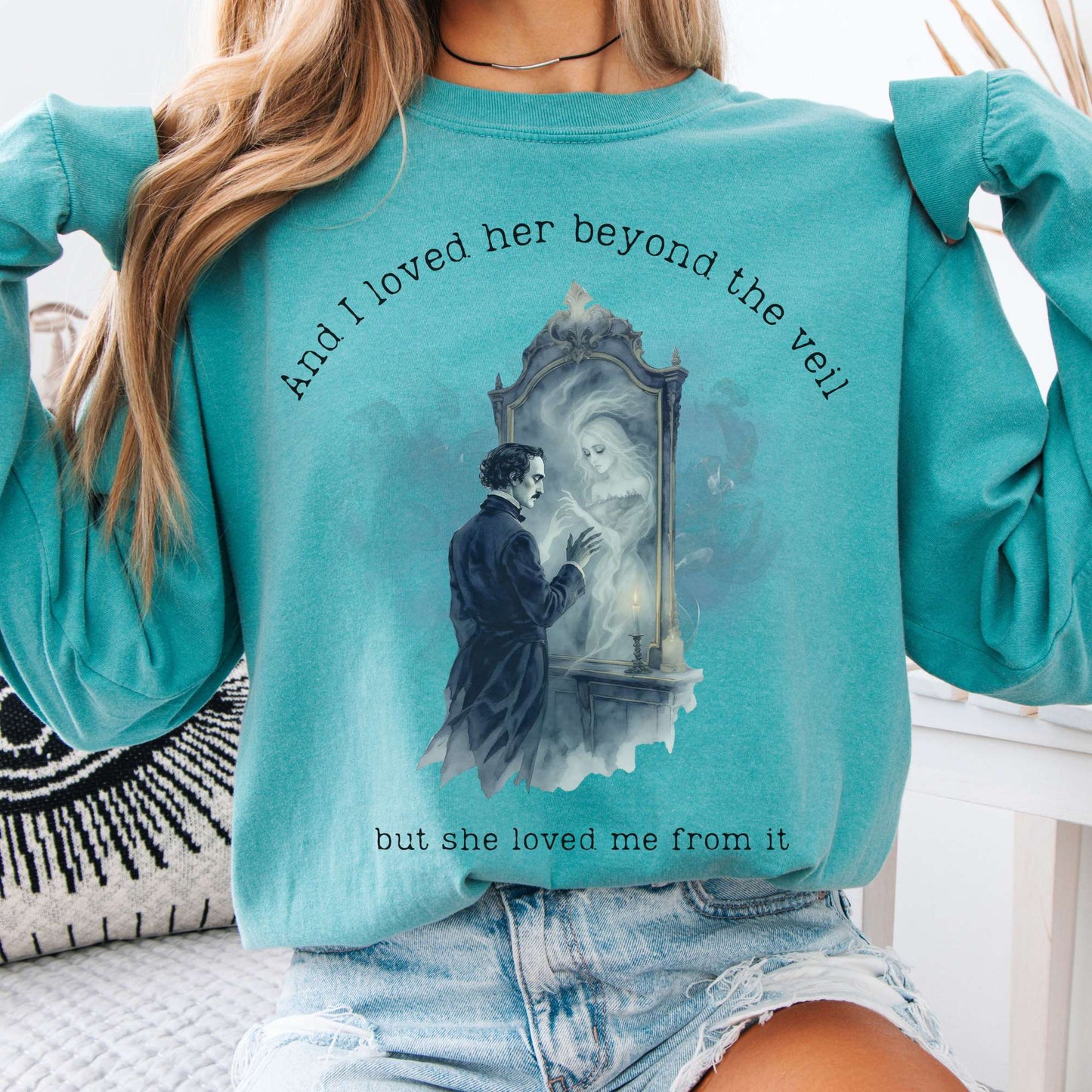 Long-sleeve Seafoam / S And I Loved Her Beyond The Veil Poe Long sleeve Tee The Mystic Eden