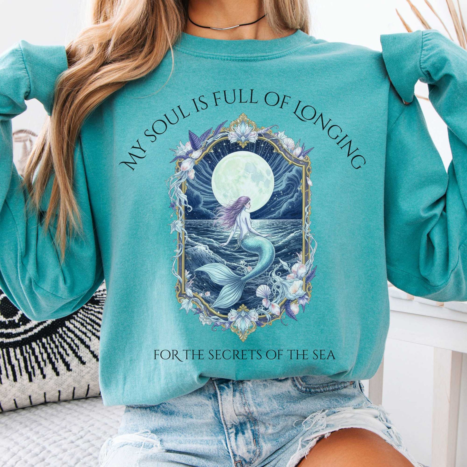 Long-sleeve Seafoam / S My Soul Is Full of Longing Long Sleeve Tee The Mystic Eden