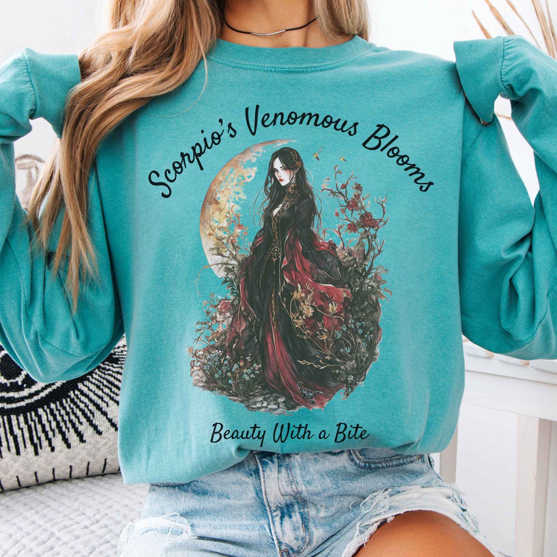 Long-sleeve Seafoam / S Scorpio's Venomous Blooms Long Sleeved Shirt The Mystic Eden