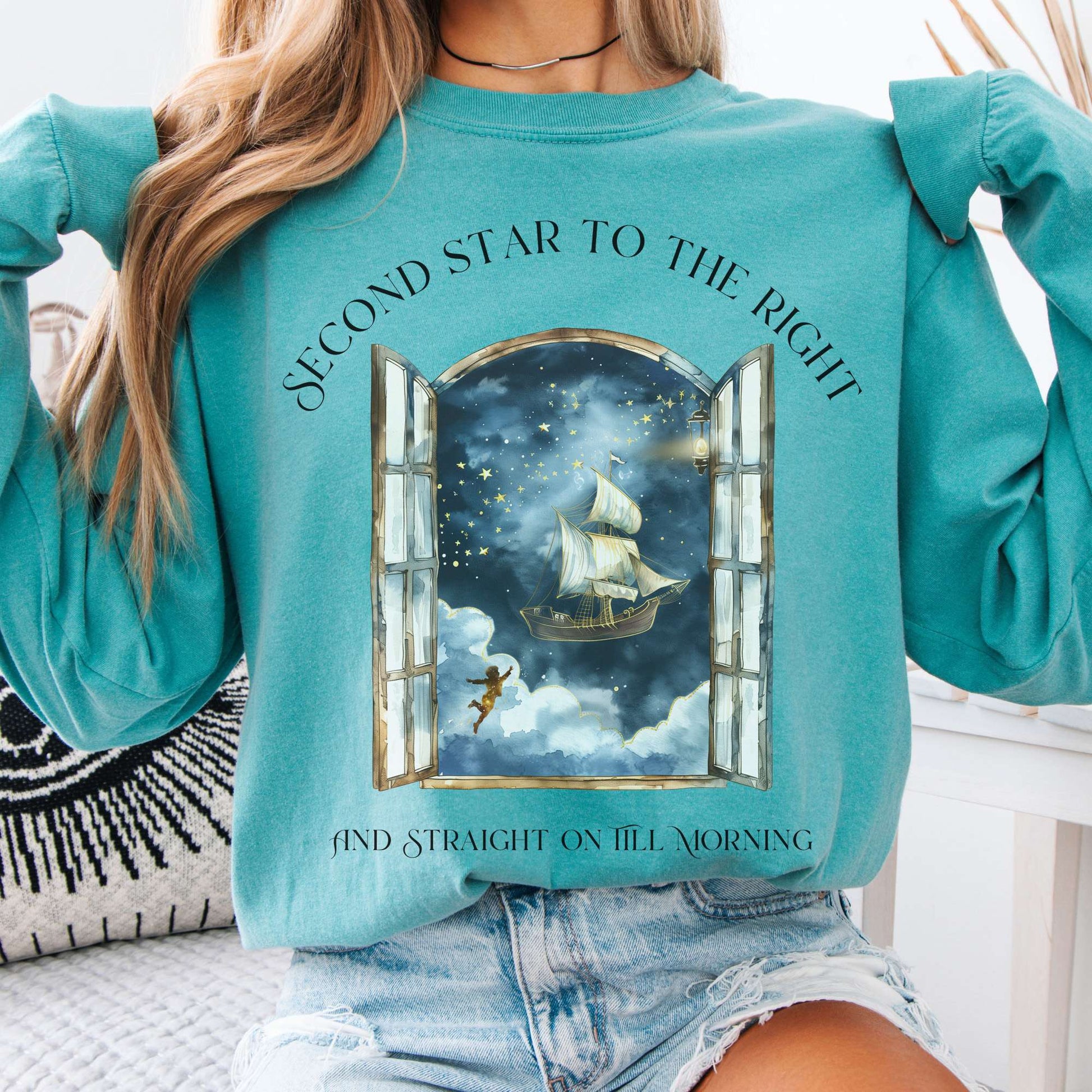 Long-sleeve Seafoam / S Second Star to the Right Peter Pan Long Sleeve Tee The Mystic Eden