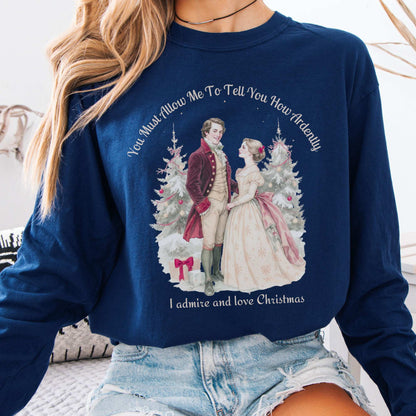 Long-sleeve True Navy / S Admire & Love Christmas - Pride & Prejudice Christmas Long Sleeve Shirt The Mystic Eden
