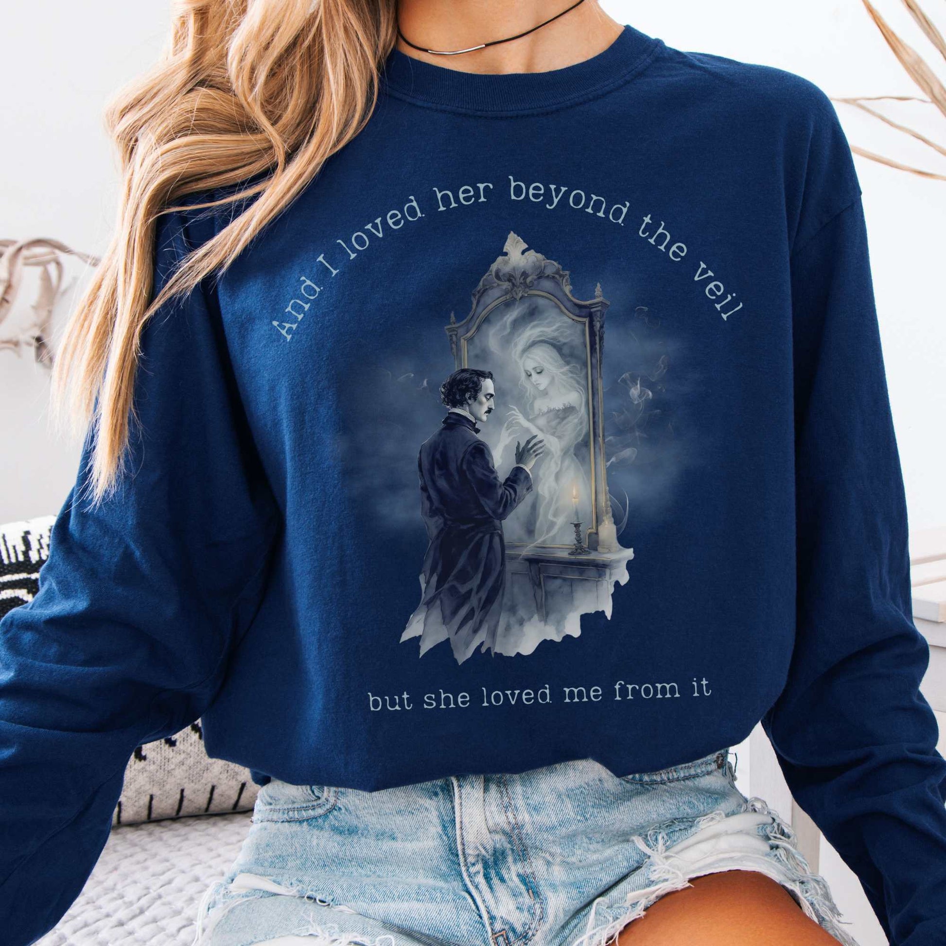 Long-sleeve True Navy / S And I Loved Her Beyond The Veil Poe Long sleeve Tee The Mystic Eden