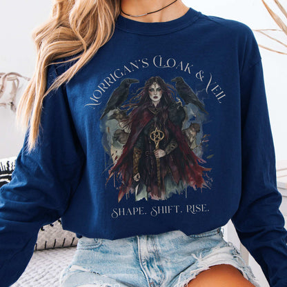 Long-sleeve True Navy / S Morrigan's Cloak & Veil Shape Shift Rise Long Sleeve Shirt The Mystic Eden