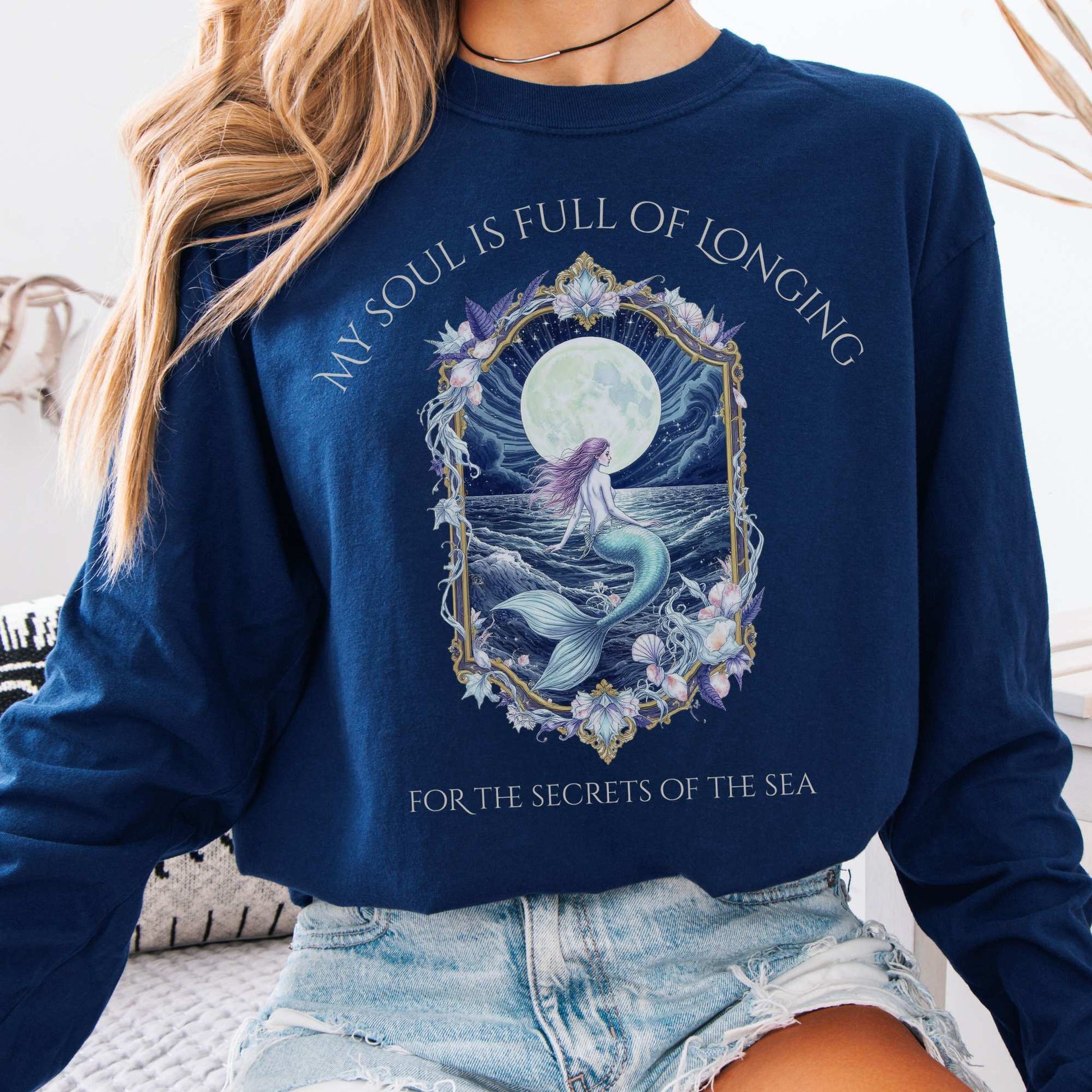 Long-sleeve True Navy / S My Soul Is Full of Longing Long Sleeve Tee The Mystic Eden