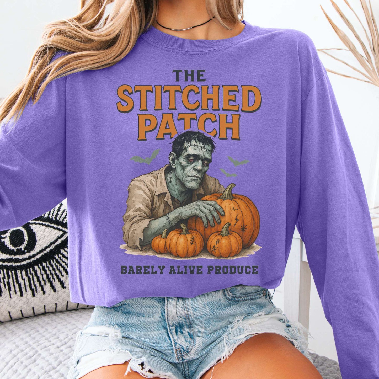 Long-sleeve Violet / S Frankenstein's The Stitched Patch: Barely Alive Produce Long Sleeve Shirt The Mystic Eden