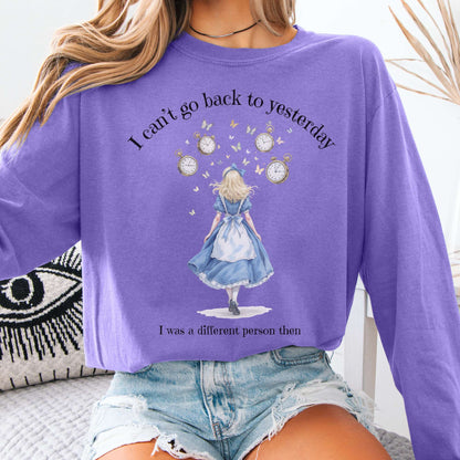 Long-sleeve Violet / S I Can't Go Back To Yesterday I was A Different Person Then Long Sleeve The Mystic Eden