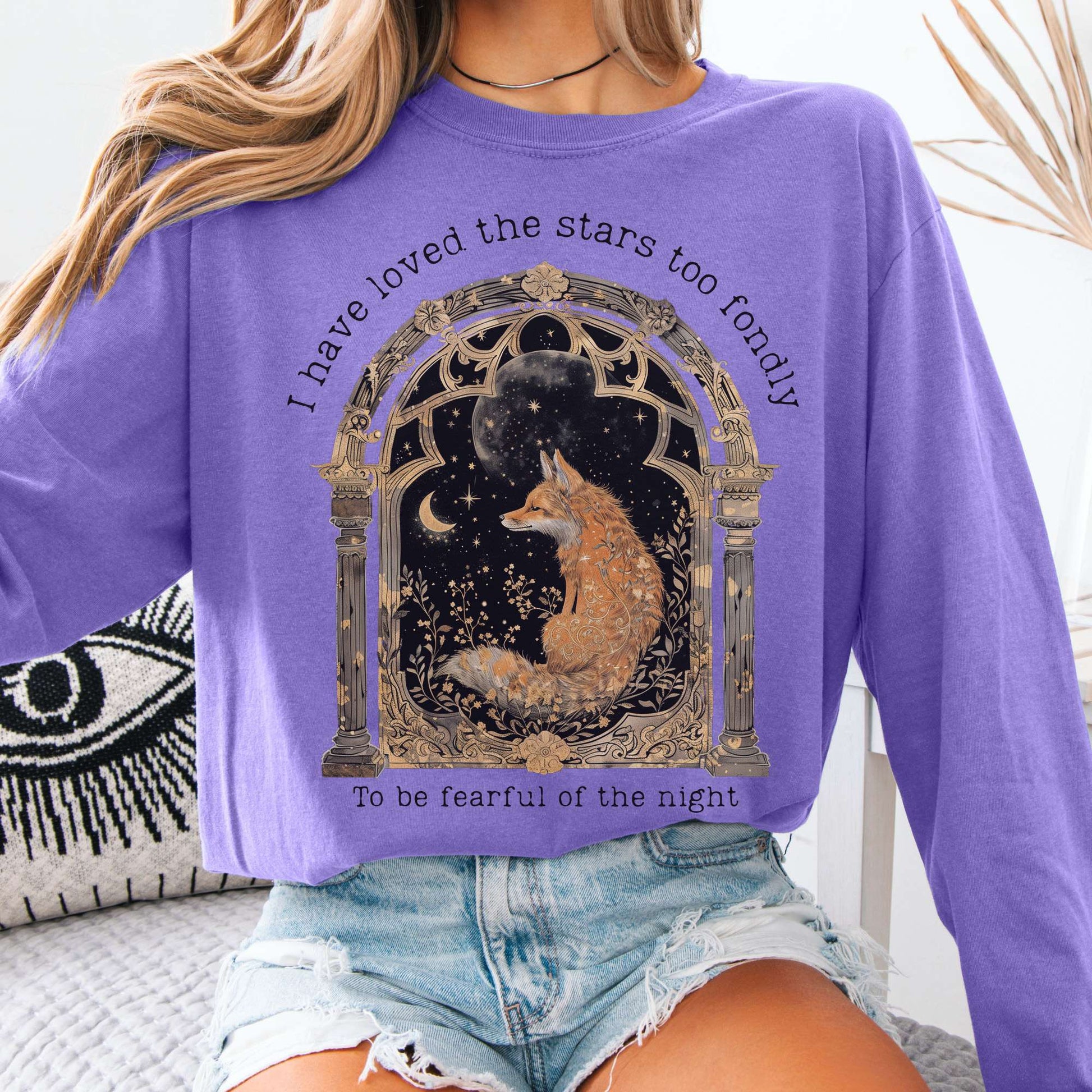 Long-sleeve Violet / S I Have Loved the Stars Too Fondly Sarah Williams Poetry Long Sleeve Tee The Mystic Eden