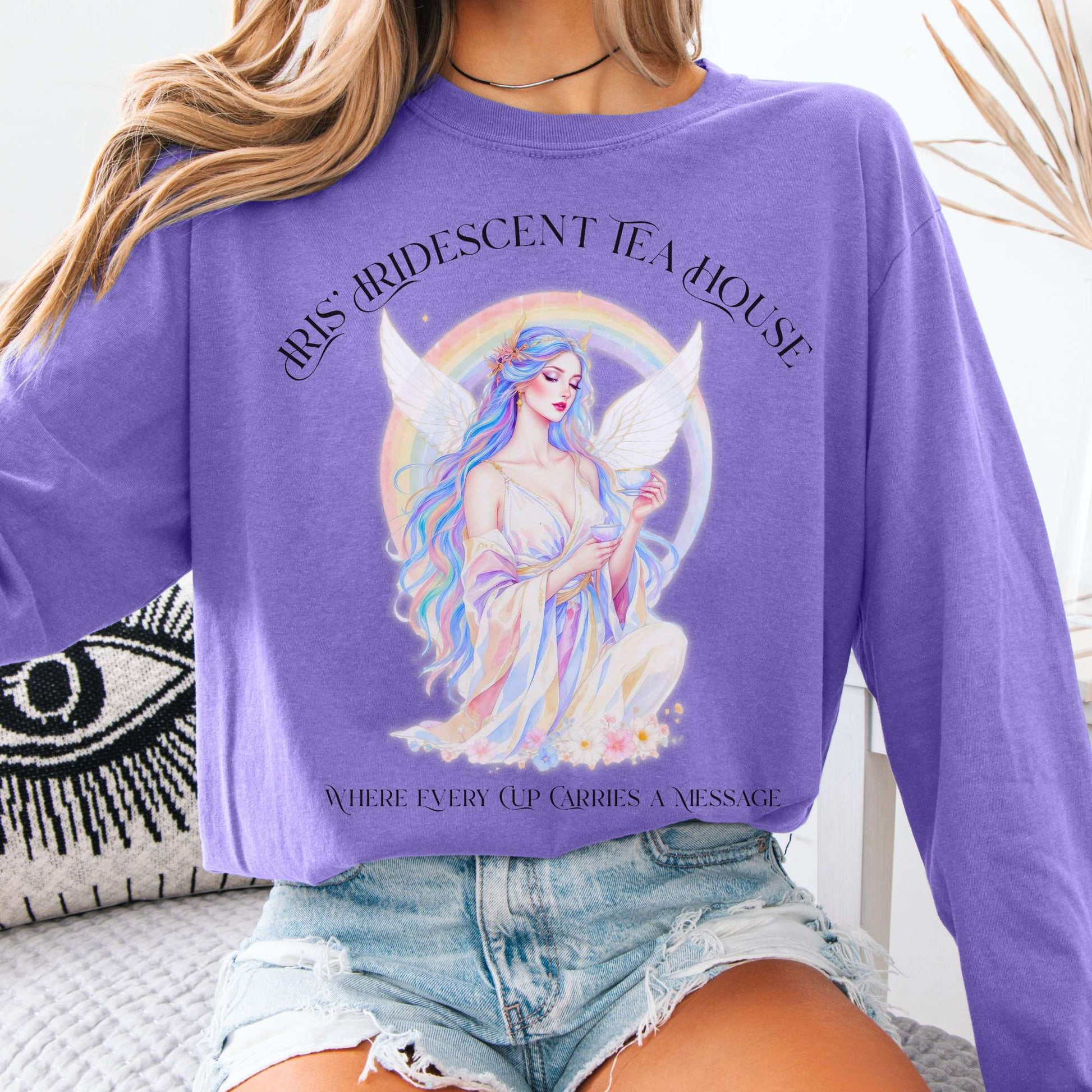 Long-sleeve Violet / S Iris’ Iridescent Tea House Mythology Long Sleeve Tee The Mystic Eden