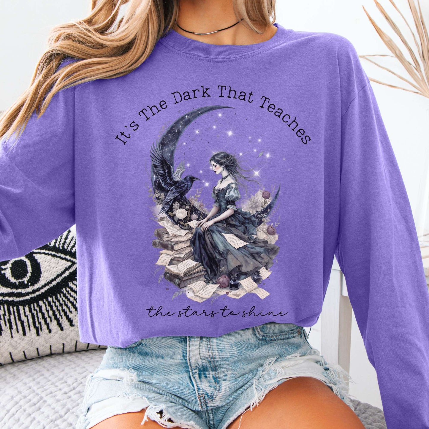 Long-sleeve Violet / S Its the Dark That Teaches the Stars to Shine Poe Inspired Long Sleeve The Mystic Eden
