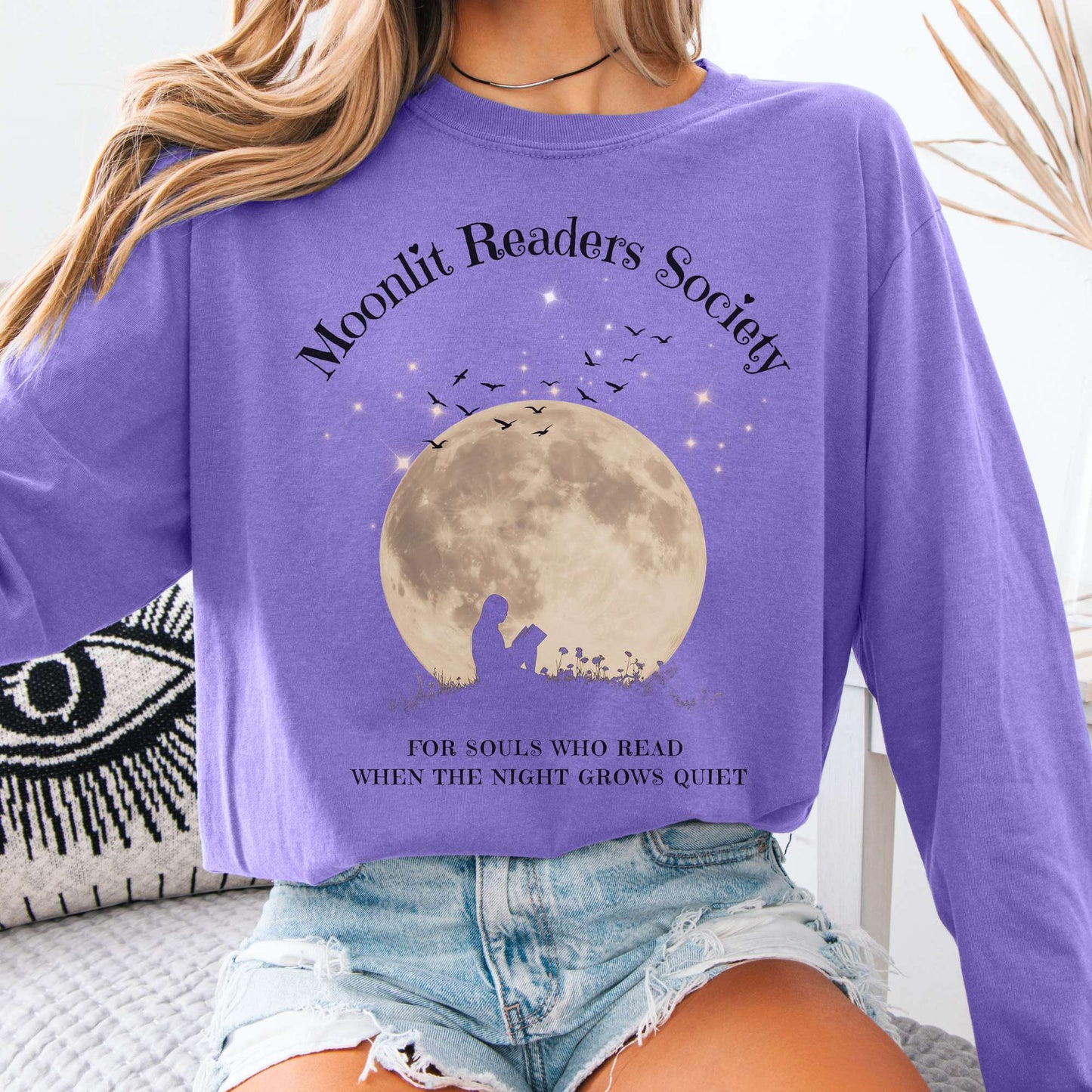Long-sleeve Violet / S Moonlit Readers Society Long Sleeve Tee The Mystic Eden