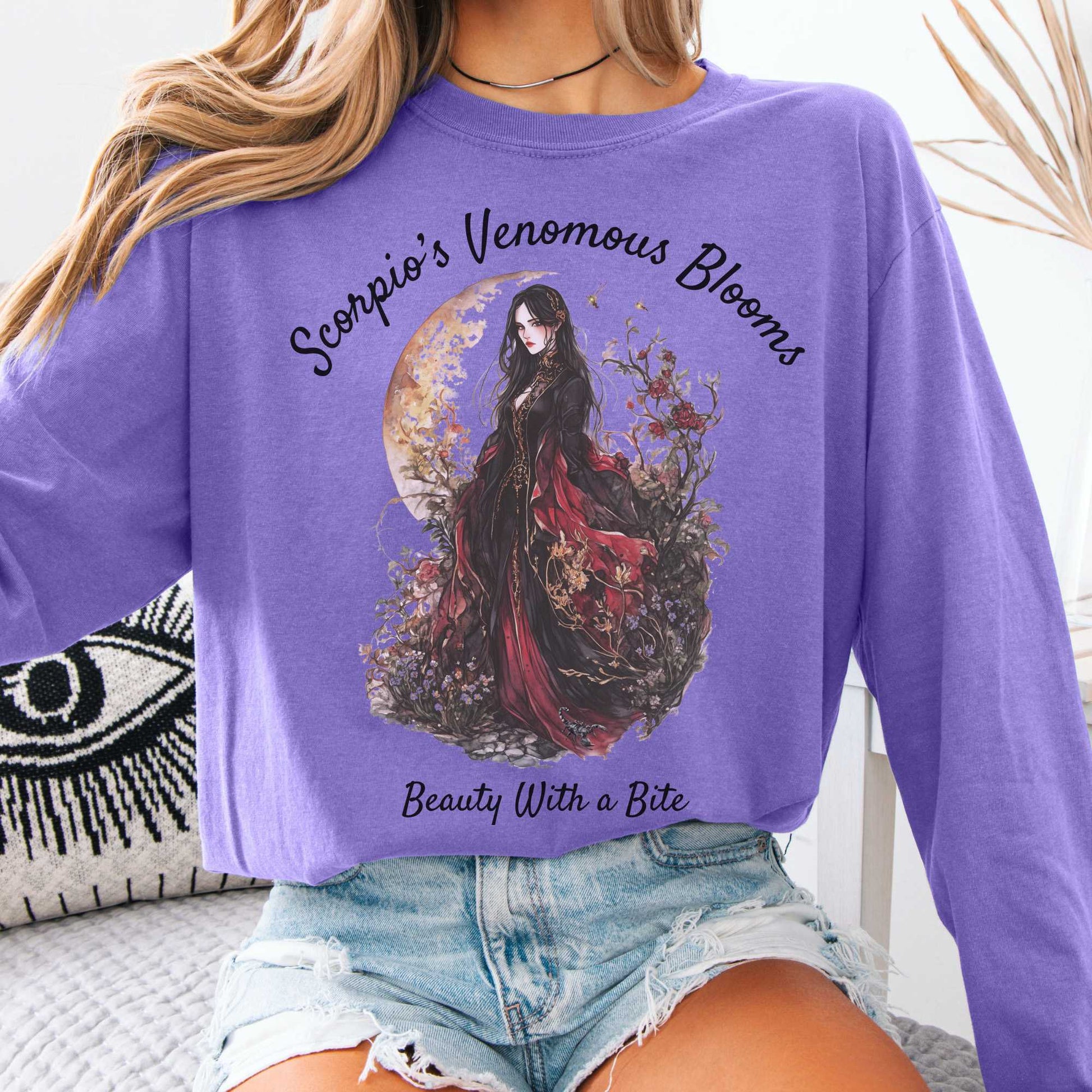 Long-sleeve Violet / S Scorpio's Venomous Blooms Long Sleeved Shirt The Mystic Eden