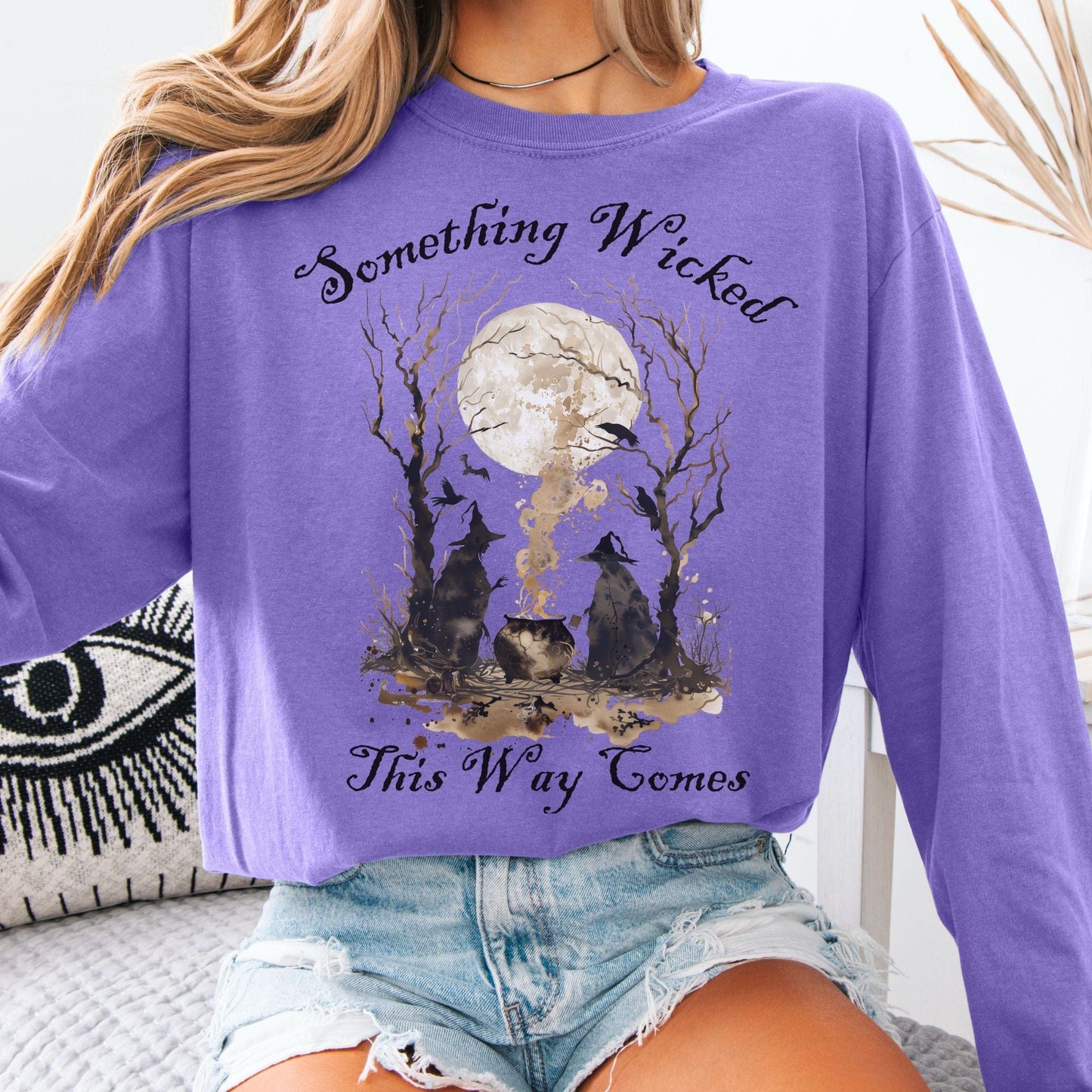 Long-sleeve Violet / S Something Wicked This Way Comes Shakespeare Macbeth Witches Long Sleeve Shirt The Mystic Eden