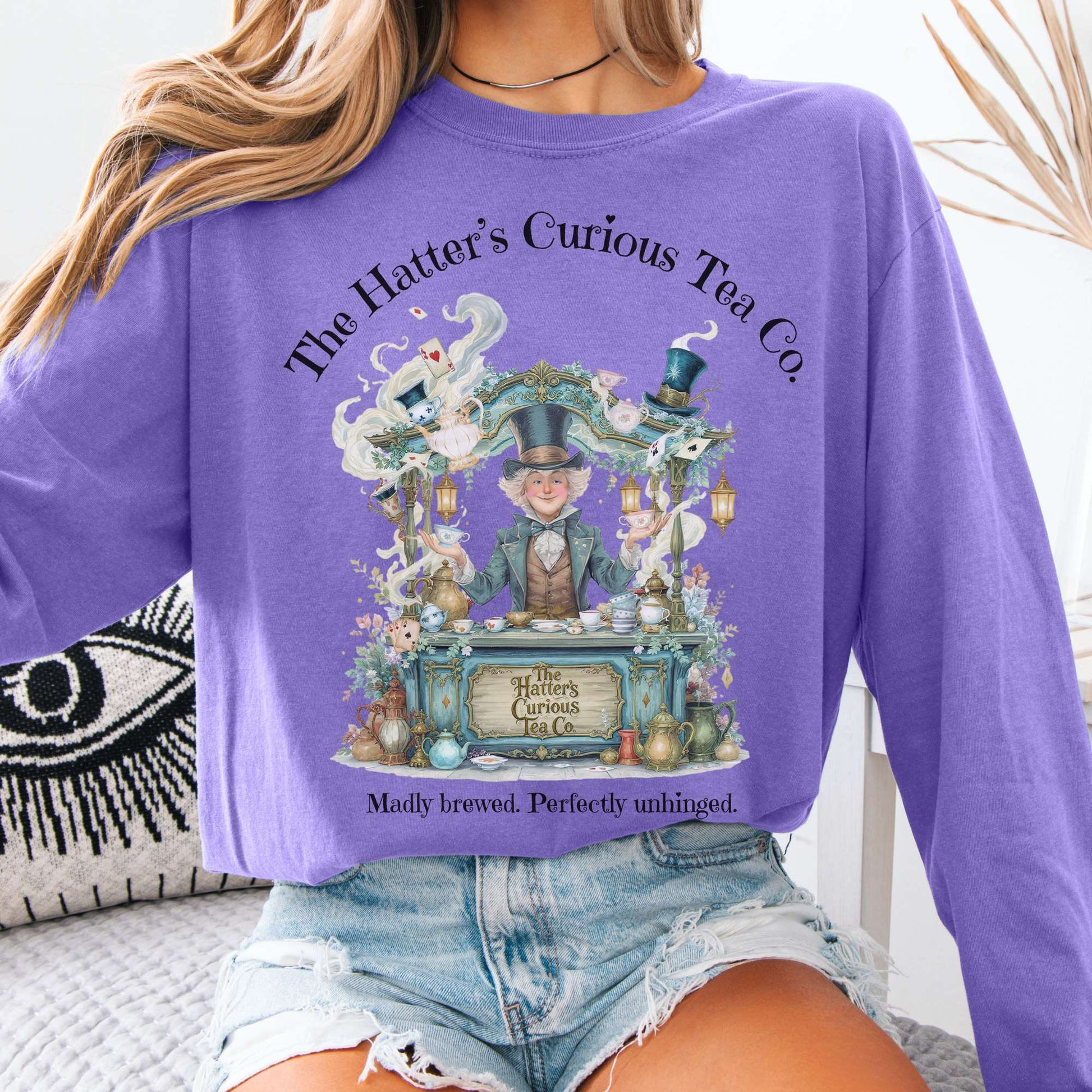 Long-sleeve Violet / S The Hatters Curious Tea Co Long Sleeve Tee The Mystic Eden