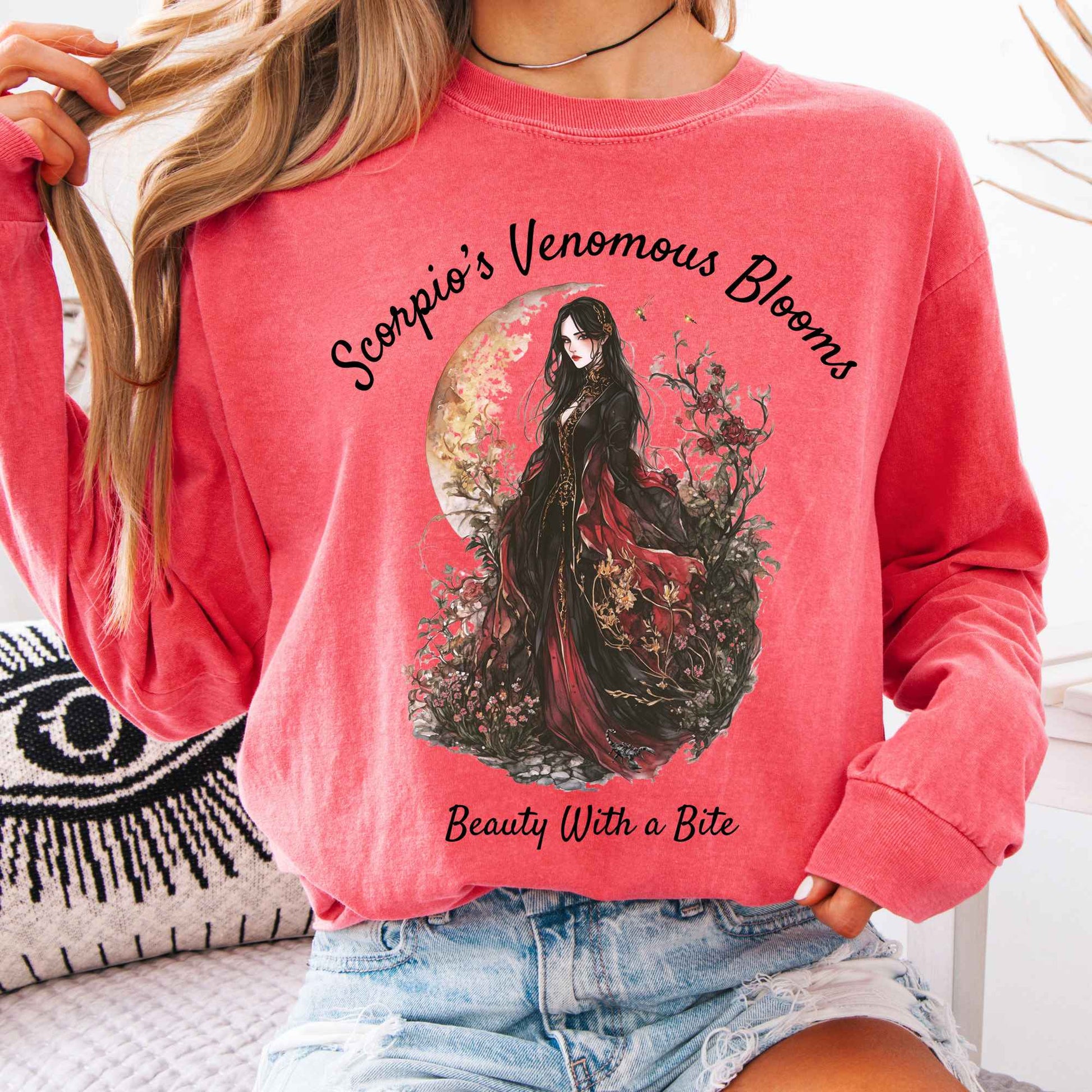 Long-sleeve Watermelon / S Scorpio's Venomous Blooms Long Sleeved Shirt The Mystic Eden
