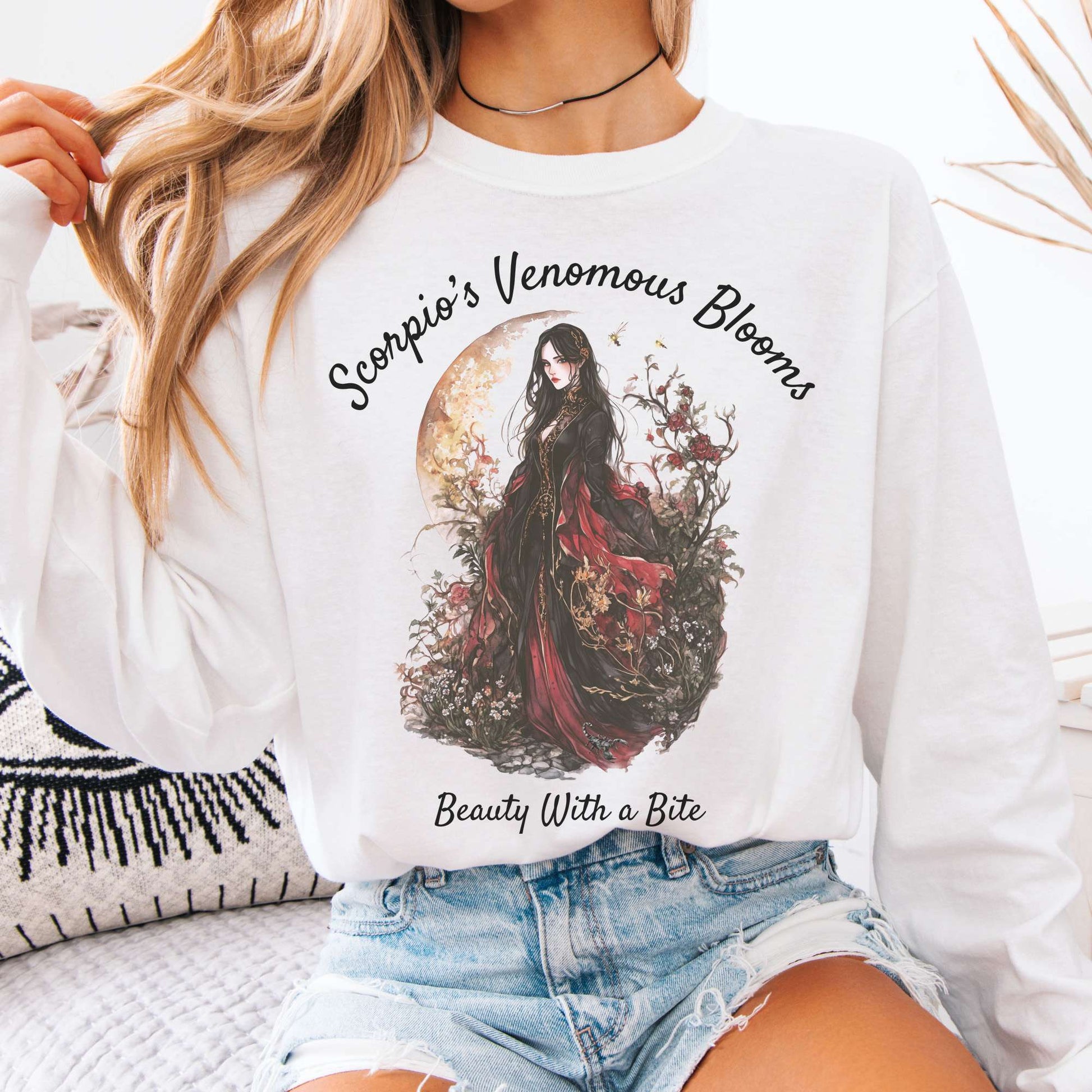 Long-sleeve White / S Scorpio's Venomous Blooms Long Sleeved Shirt The Mystic Eden