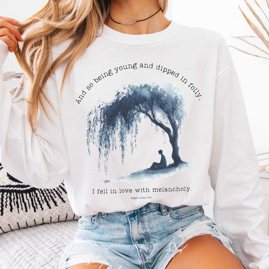 Long-sleeve White / S So Being Young Edgar Allan Poe Long Sleeved Shirt The Mystic Eden