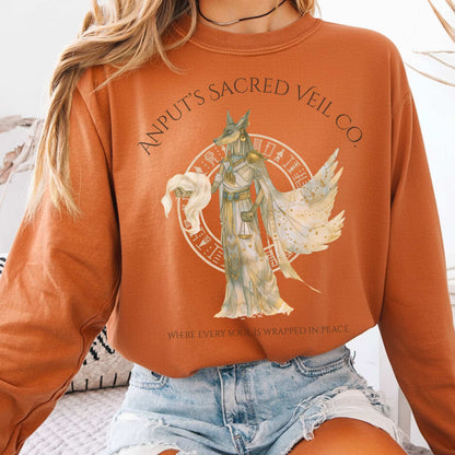 Long-sleeve Yam / S Anputs Sacred Veil Co Egyptian Mythology Long Sleeve Tee The Mystic Eden