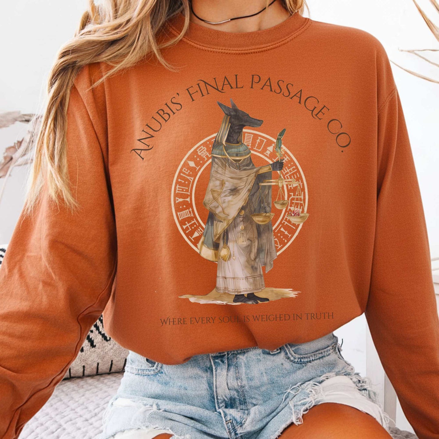 Long-sleeve Yam / S Anubis Final Passage Co Egyptian Mythology Long Sleeve Tee The Mystic Eden