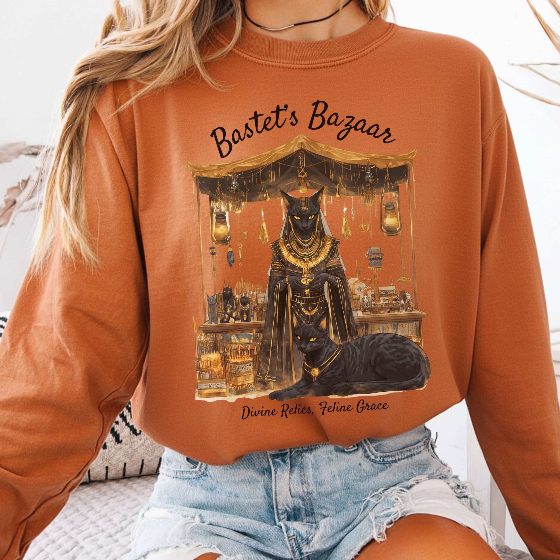Long-sleeve Yam / S Bastet's Bazaar Goddess Long Sleeve Shirt The Mystic Eden