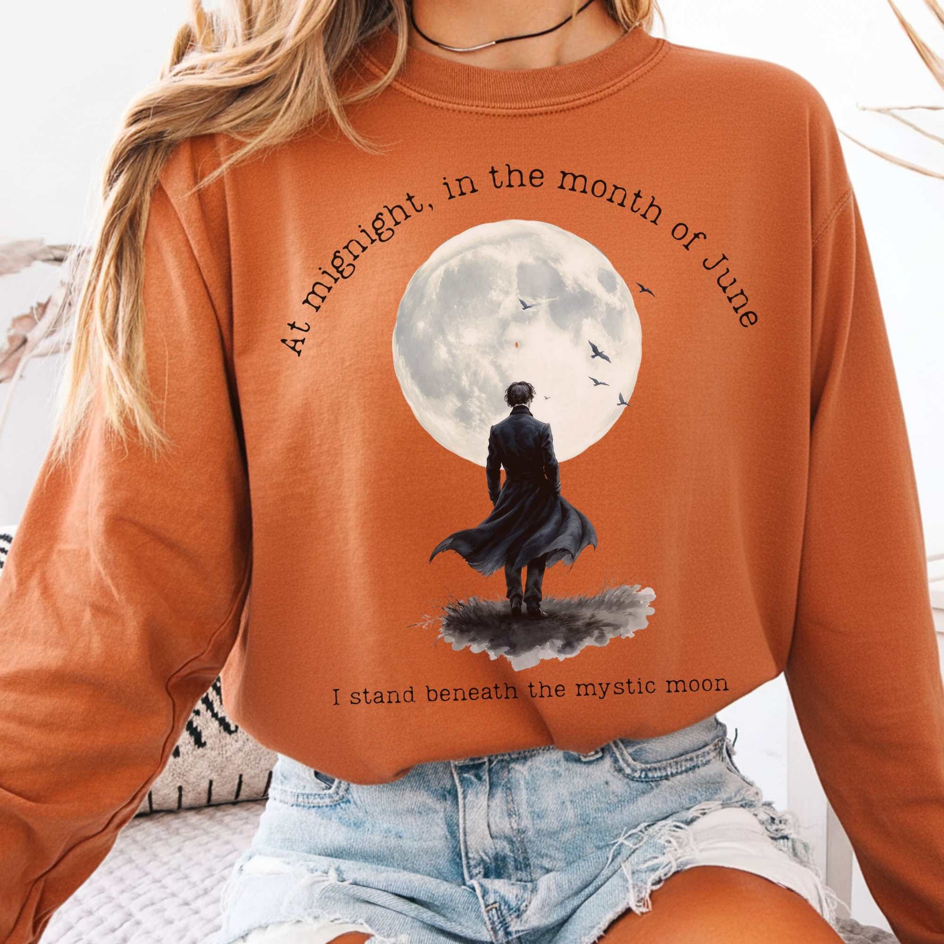 Long-sleeve Yam / S Beneath the Mystic Moon Edgar Allan Poe Long Sleeve Tee The Mystic Eden
