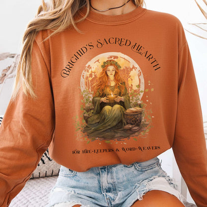 Long-sleeve Yam / S Brighid's Sacred Hearth Goddess Long Sleeve T-Shirt The Mystic Eden