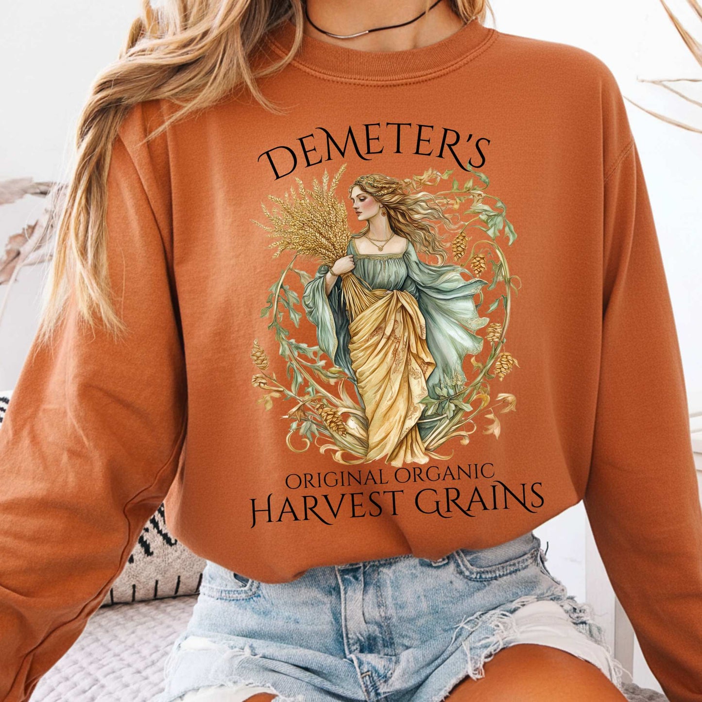 Long-sleeve Yam / S Demeter's Original Organic Harvest Grains Long Sleeve T-Shirt The Mystic Eden