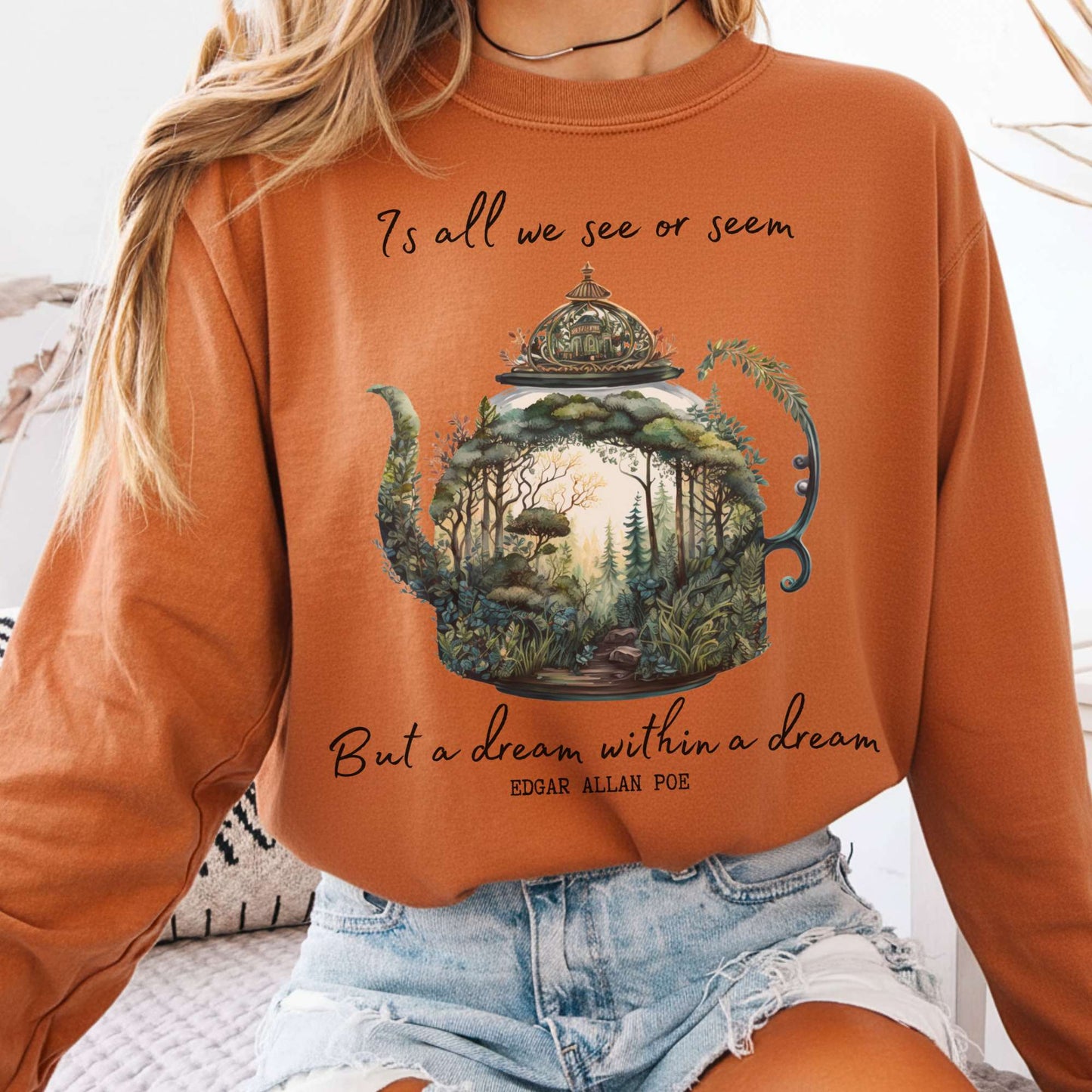 Long-sleeve Yam / S Dream Within A Dream Poe Long Sleeved Shirt The Mystic Eden