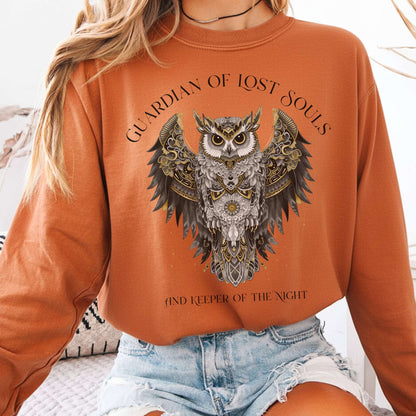 Long-sleeve Yam / S Guardian of Lost Souls Mythic Owl Long Sleeve Tee The Mystic Eden