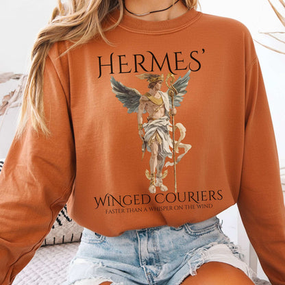 Long-sleeve Yam / S Hermes' Winged Couriers Mythology Long Sleeve Tee The Mystic Eden