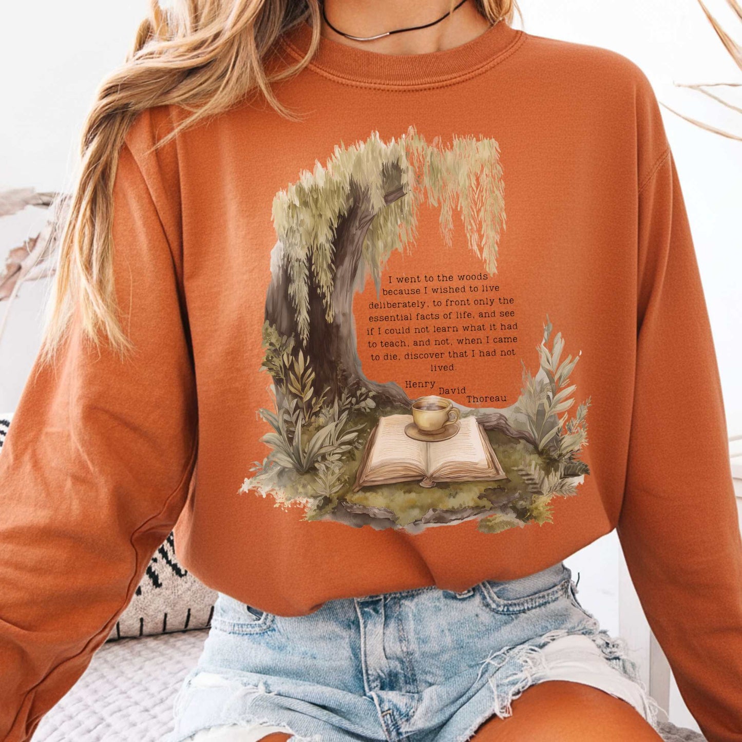 Long-sleeve Yam / S I Went to the Woods Henry David Thoreau Long Sleeve Tee The Mystic Eden