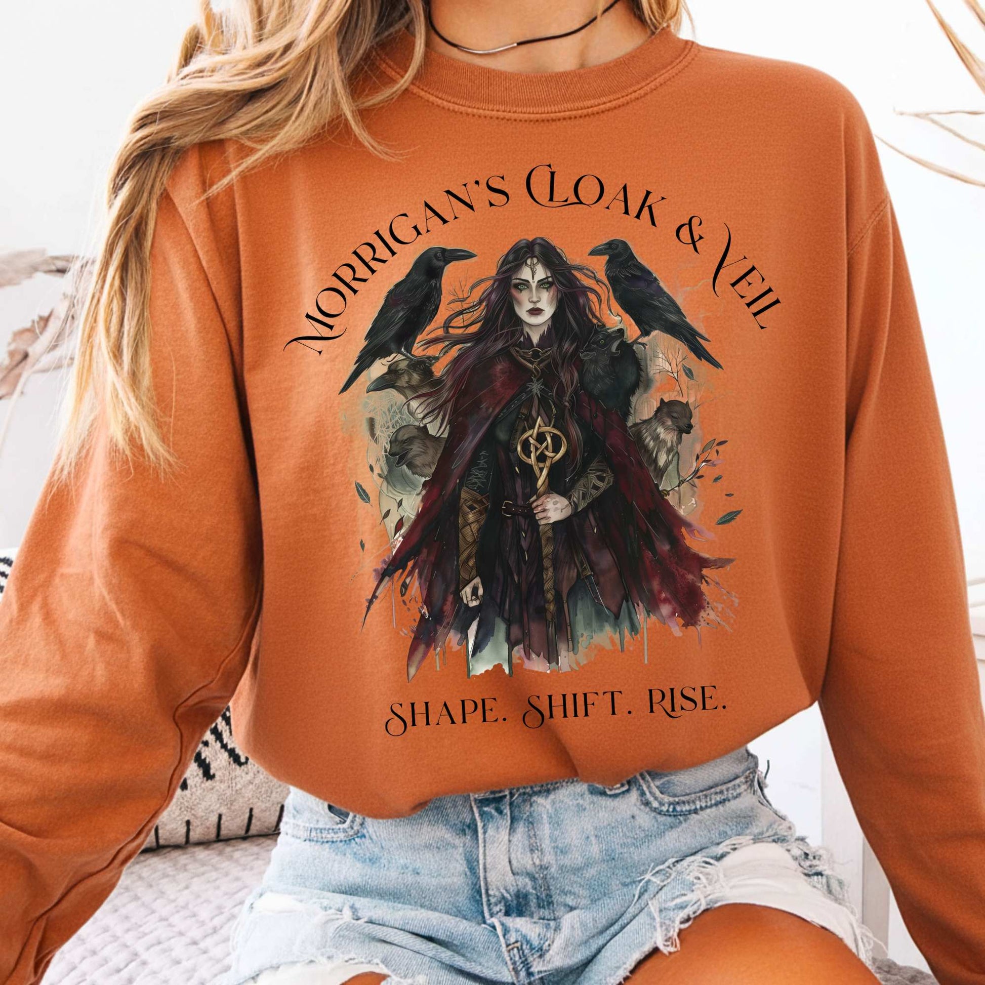 Long-sleeve Yam / S Morrigan's Cloak & Veil Shape Shift Rise Long Sleeve Shirt The Mystic Eden
