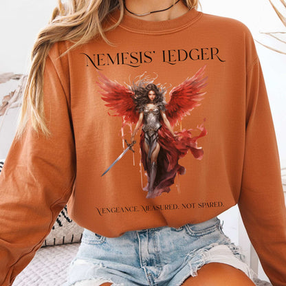Long-sleeve Yam / S Nemesis' Ledger Goddess of Retribution  Long Sleeve T-Shirt The Mystic Eden