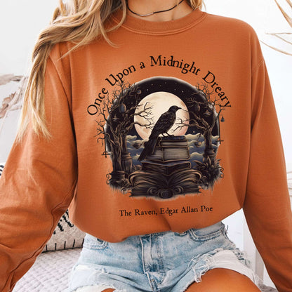 Long-sleeve Yam / S Once Upon a Midnight Dreary Edgar Allan Poe Long Sleeved Shirt The Mystic Eden