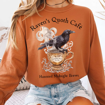 Long-sleeve Yam / S Raven's Quoth Cafe Long Sleeved Shirt The Mystic Eden