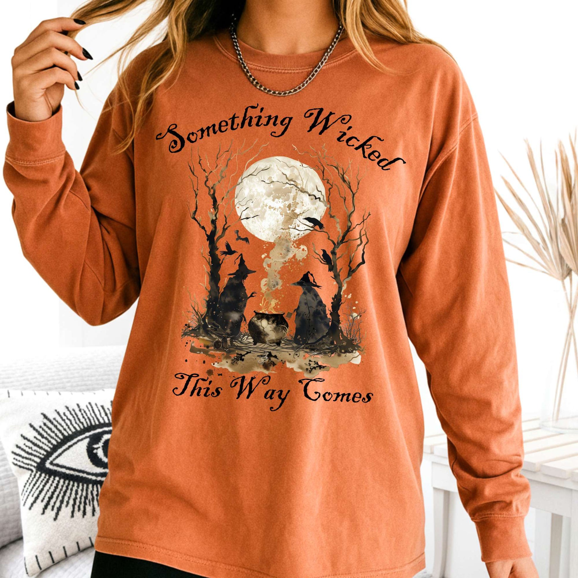 Long-sleeve Yam / S Something Wicked This Way Comes Shakespeare Macbeth Witches Long Sleeve Shirt The Mystic Eden