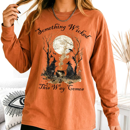 Long-sleeve Yam / S Something Wicked This Way Comes Shakespeare Macbeth Witches Long Sleeve Shirt The Mystic Eden