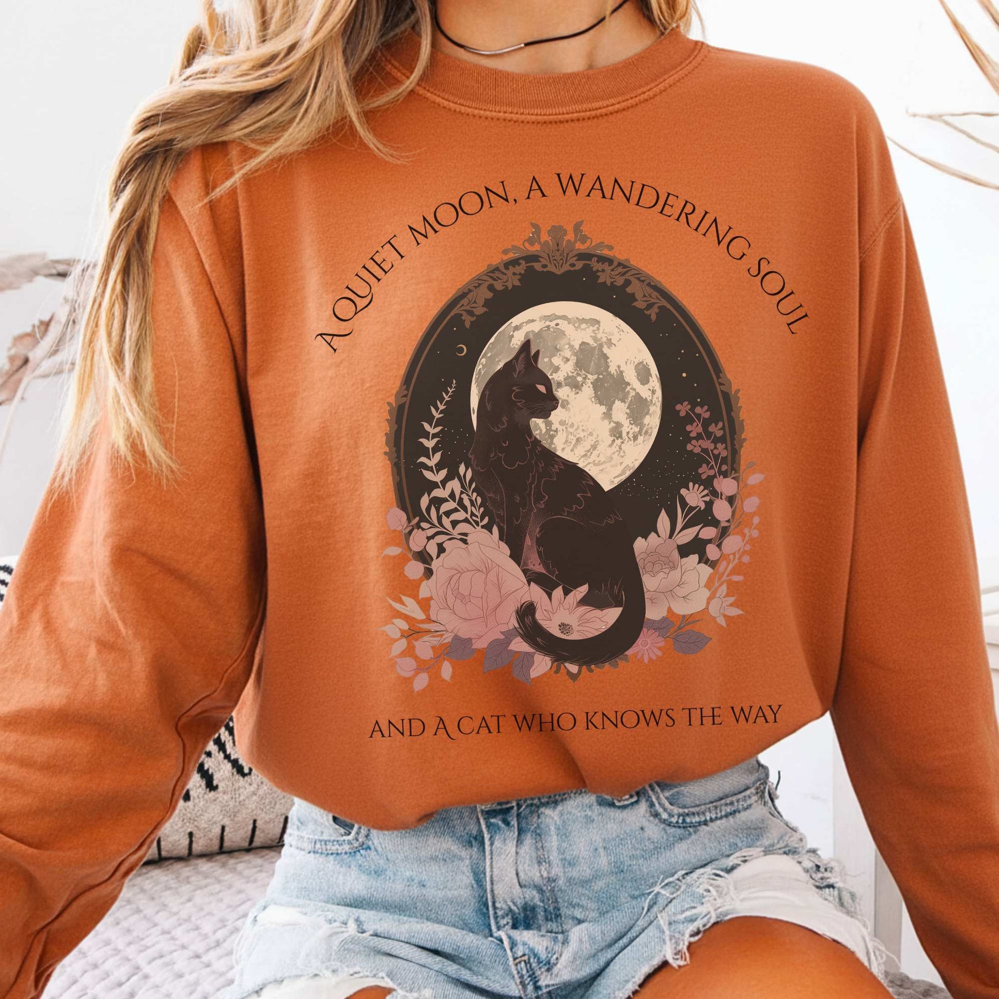 Long-sleeve Yam / S The Cat Who Knows the Way Long Sleeve Tee The Mystic Eden