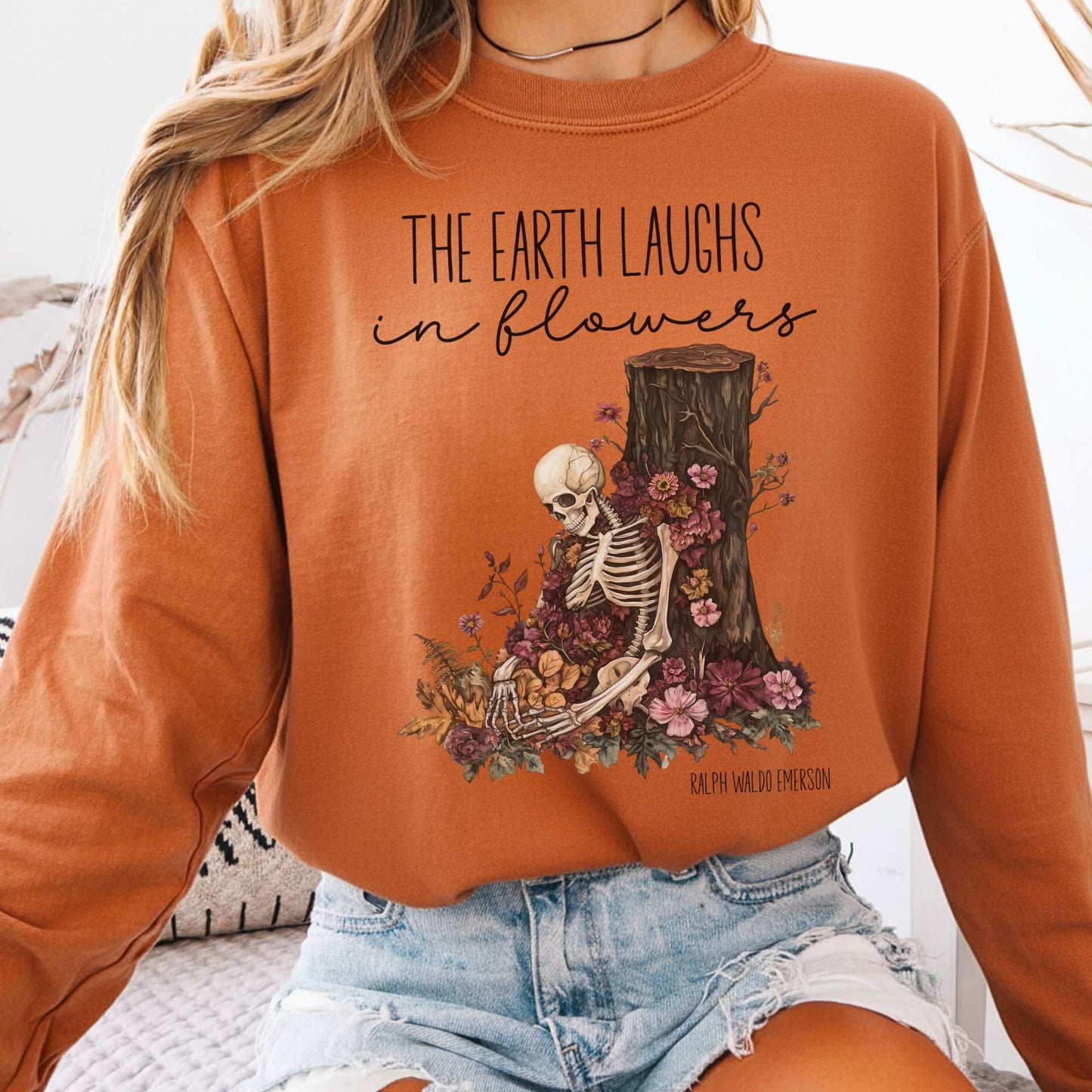 Long-sleeve Yam / S The Earth Laughs in Flowers Ralph Waldo Emerson Long Sleeve Tee The Mystic Eden