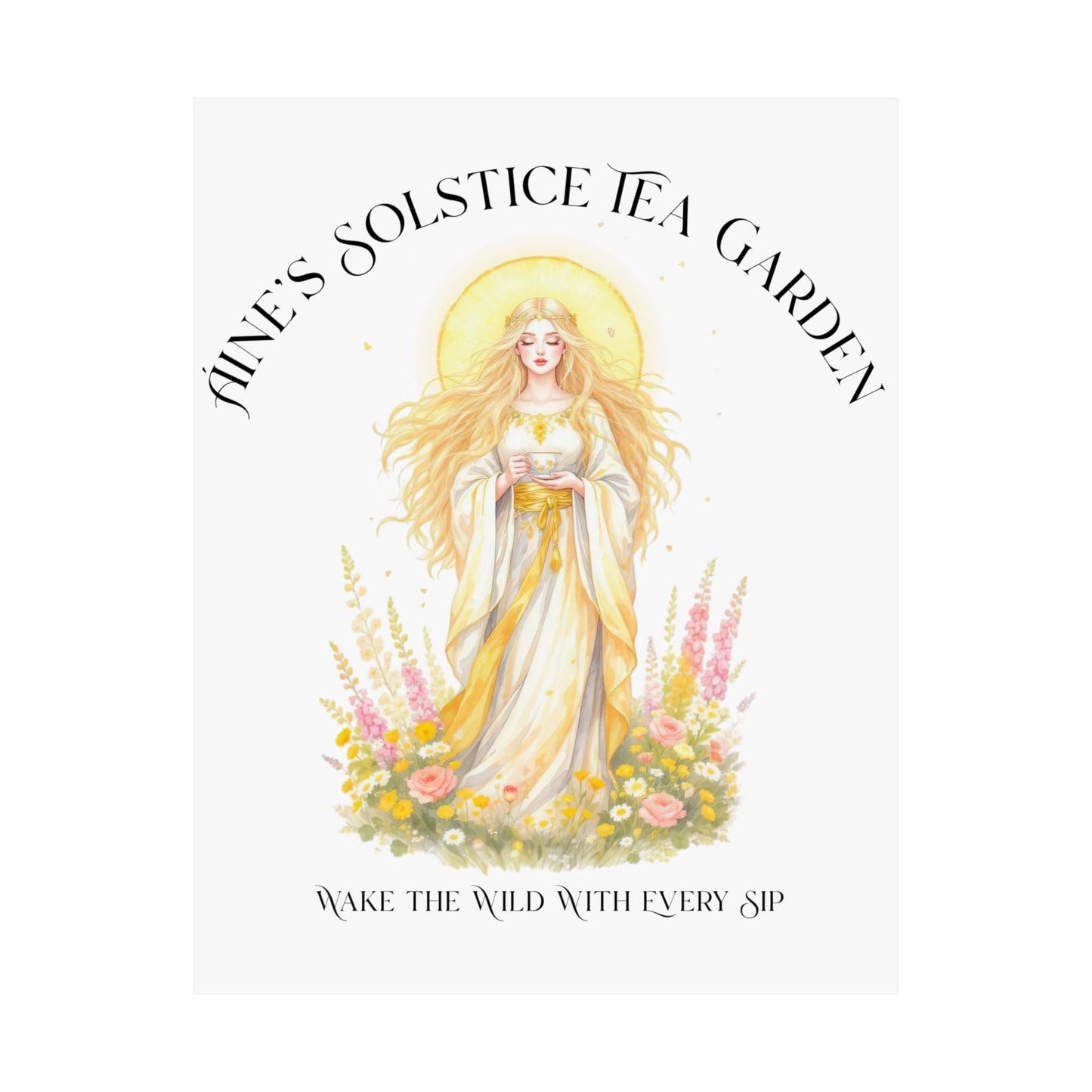 Poster 11″ x 14″ / Matte Áine’s Solstice Tea Garden Celtic Goddess Poster The Mystic Eden