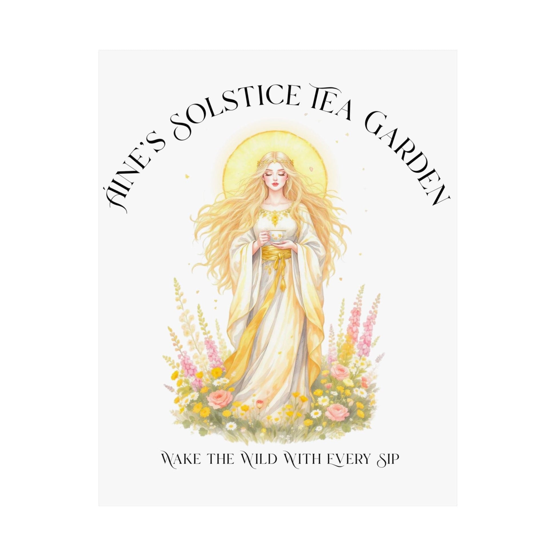 Poster 11″ x 14″ / Matte Áine’s Solstice Tea Garden Celtic Goddess Poster The Mystic Eden