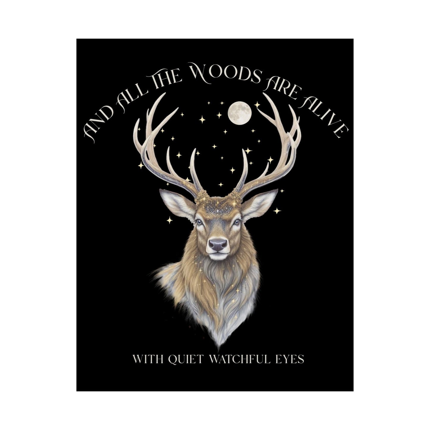 Poster 11″ x 14″ / Matte All the Woods Are Alive With Watchful Eyes Walter de la Mare Black Print The Mystic Eden